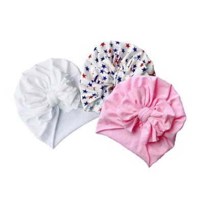 China Image 4th of July Stars Stretch Messy Bow Cotton Baby Turban Top Knot for sale