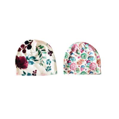 China Expandable Custom Image Size And Floral Print Watercolor Baby Hat for sale