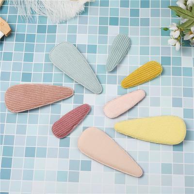 China European and American style factory wholesale non-slip snap cuts hair accessories canvas corduroy eyelet custom material for sale