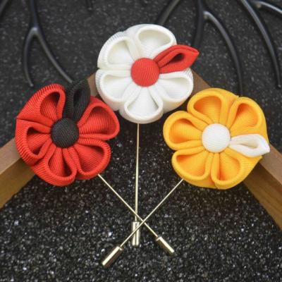 China For men handmade ribbon flower boutonniere for men for sale