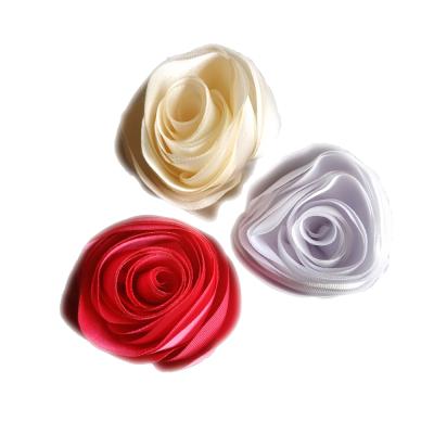 China Girls Hair Decoration Factory Wholesale Custom Size Handmade Satin Rolled Flower for sale