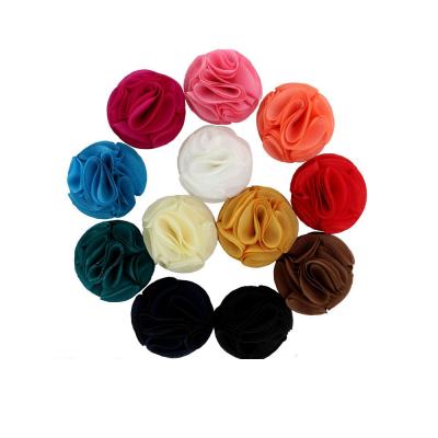 China Handmade Wholesale Girls Hair Decoration Chiffon 2inch Flower With Custom Size And Color for sale