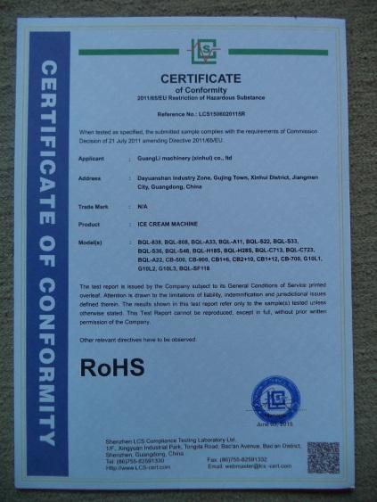 RoHS - Guangli Machinery(Xinhui) Co., Ltd.