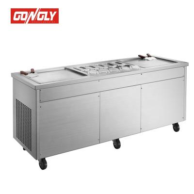 China Durable Snacks Factory Double Pans Stir Fry Ice Cream Machine Maker with Cheap Price for sale