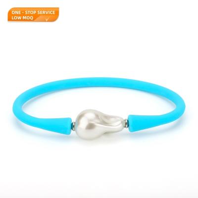 China Round Shape Environmental Friendly Natural Freshwater Real Stretch Pearl Bangle Elastic Bracelets for sale