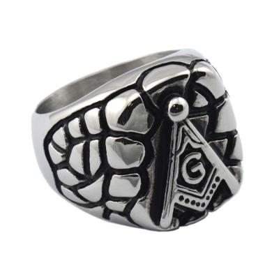 China Freemason Punk Master Jewelry Stainless Steel Masonic Black Rings for sale