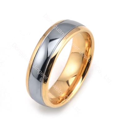 China Latest FASHIONABLE Gold Pated Tungsten Engagement Couples Rings Custom 8mm Men Tungsten Carbide Brushed Gold Wedding Ring for sale