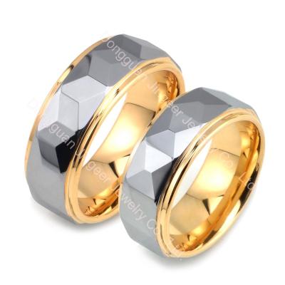 China Hot Selling FASHIONABLE Ring Geometric Polygon High Polished Men's Gold Tungsten Steel Wedding Rings for sale