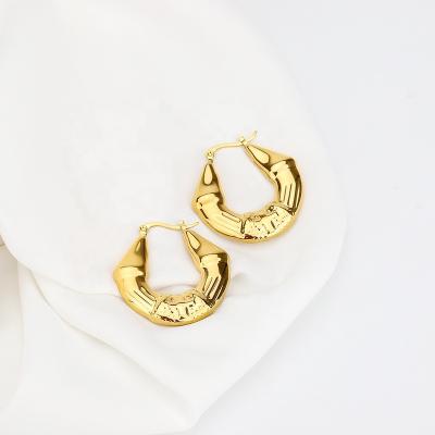 China Geometry Fashion Irregular Geometry Shape 18K Gold Plated 316L Stainless Steel Jewelry Ear Clip Huggie Circle Earrings For Women 2021 for sale