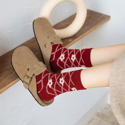 China Summer New Year Red Socks Linghua Spring And Tube Female Breathable Female Socks Thickened Warm Woolen Socks for sale