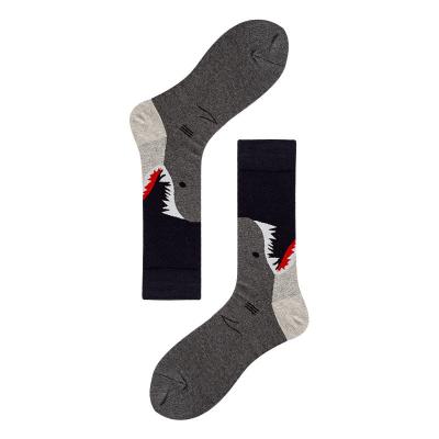 China 2022 Breathable New Color In Tube Cotton Socks Cartoon Shark Series Cotton Socks Happy Men And Women In Tube Abstract Socks for sale