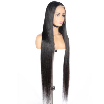 China Luster Wholesale straight human hair wigs straight double glueless transparent indian virgin hair wigs hd pulled lace frontal wig for sale