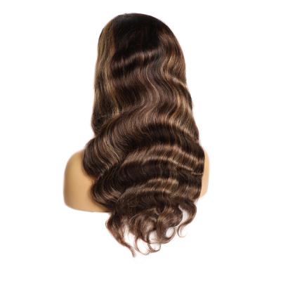 China Wholesale Natural Brown Brazilian Hair 13x4 Virgin Brazilian Virgin Hair 100% Lace Front Wigs Highlight Highlight Wigs With Baby Hair for sale