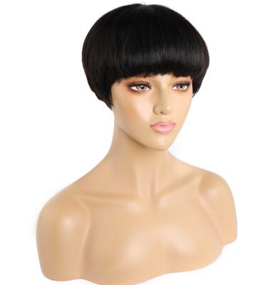 China Wholesale High Quality Natural Luster Virgin Brazilian Pixie Cut Hair Wigs Short Bobo Wigs With Full Bang Machine Made Wigs For Women for sale