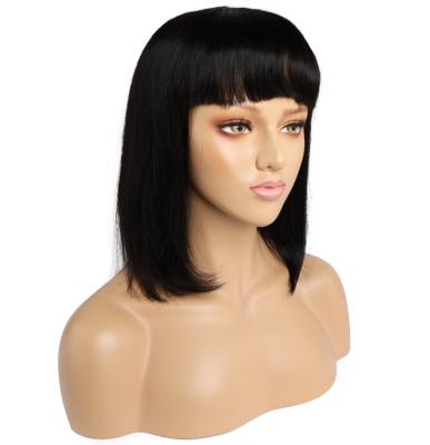 China Wholesale Natural Straight Curly Curly High Density Wigs Short Body Wave Hair Fashion Luster Full Machine Made Luster Wig Natural With Bang for sale