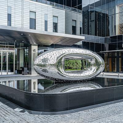 China China K118 Square Inside Oval Art Ornaments Outdoor Decoration Statue Sculpture Custom Design Manufacturer for sale