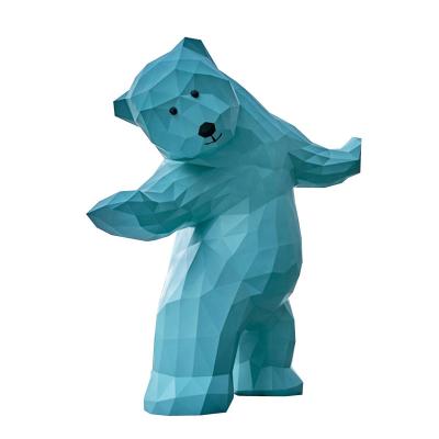 China Custom Bear Brick China K418 White Bear Sculpture Gold Resin Statue Animal Gummy Modern Art Sculpture for sale