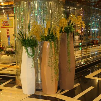 China Corrosion Resistance H106 Large Resin Polygonal Plastic Fiberglass Plant Pots Flowerpot Flower Pots for sale