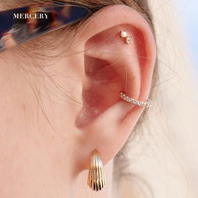 China Shiny Zircon 925 Silver Earclip Fashionable 14k Mercery Gold Plated Hot Sale Low Price Trendy Earclip for sale