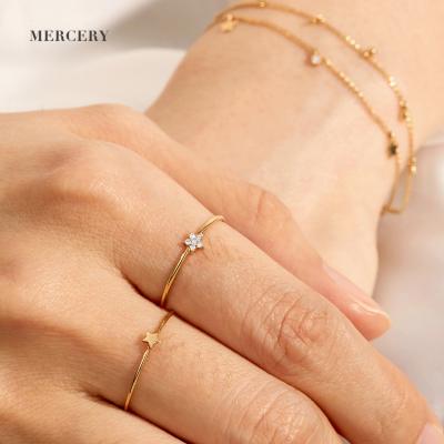 China Cute Girl Jewelry Fashion Star Design 14K Solid Gold Five-pointed Cute Ring Small Exquisite Ring for sale