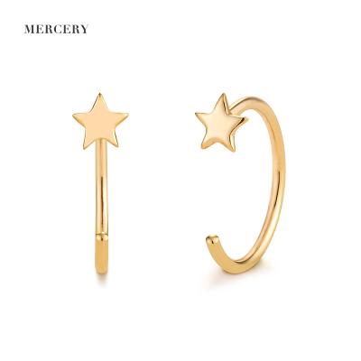 China Mercery FASHION Jewelry Star Pentagon Hook Earrings 14K Solid Gold Cute Stud Earrings Fashion Simple Jewelry for sale