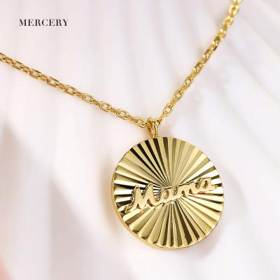 China TRENDY Yellow Gold Plating S925 Pendant Plated Solid Silver Letter Words Mother's Day Gift Solid Silver Necklace High Quality Chain “ for sale