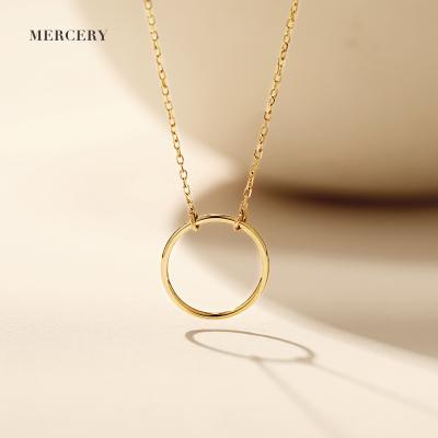 China FASHIONABLE Classic Gold Mercery Choker Charm Solid Design 14K Necklaces For Women Minimalist Ring Round Gold Chain Necklaces for sale