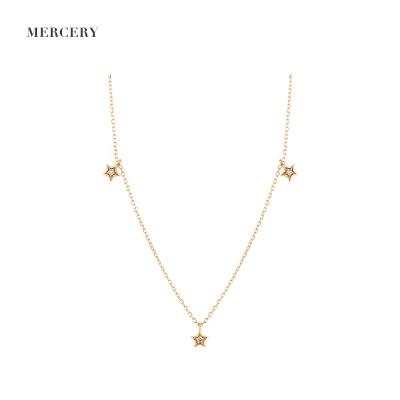 China FASHIONABLE Gold Necklaces Mercery 14K Real Gold Gift For Women Fashion Choker Gemstones Minimalist 14K Solid Gold Diamond Necklaces for sale