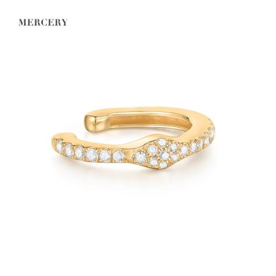 China Mercery Trendy Jewelry Multi Stone No Ear Hole Earring Cuff 14K Solid Gold Clip On Daith Diamond Earring Earclip Piercing Fake Ear for sale