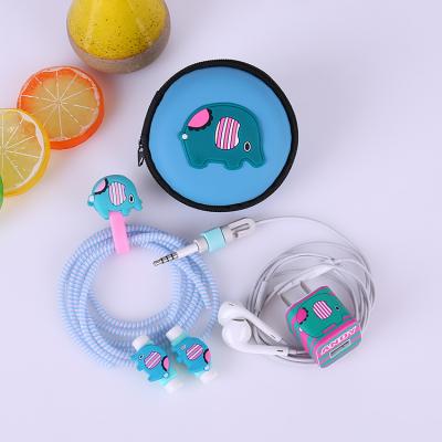 China RUBBER+TPR+ABS Mobile Phone Accessories Set Cartoon Charger Sticker Data Line Protector Sleeve Cable Lines Protector for sale