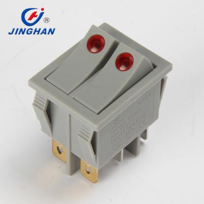 China 16A 250v 6 pin double ON-OFF poles led rock switch T85 for sale