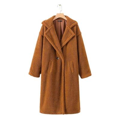 China Anti-wrinkle Mid Length Lapel Teddy Bear Coat For Women Hot Multicolor Optional Woman Fashion Style for sale