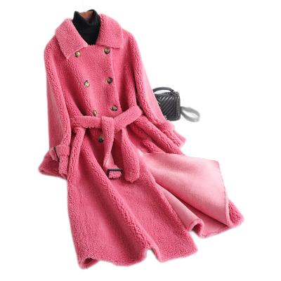 China Anti-wrinkle ladies winter coat long for women lambswool cross lace multicolor for sale