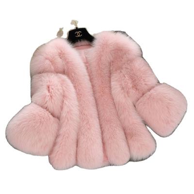 China 2022 New Fashion Anti-wrinkle Women Faux Fox Faux Fur Short Jacket Winter Warm Hooded Fur Parka for sale