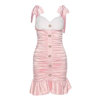 China Lady Satin Dress Women Cute Elegant Sexy Club Dress Viable Mini Lady Bandage Dress for sale