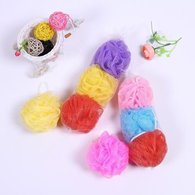 China EXFOLIATE Net Bag 3PK Soft Mesh Pouf Exfoliating Shower Sponge Bath Ball Flower Loofah Bath Sponge for sale