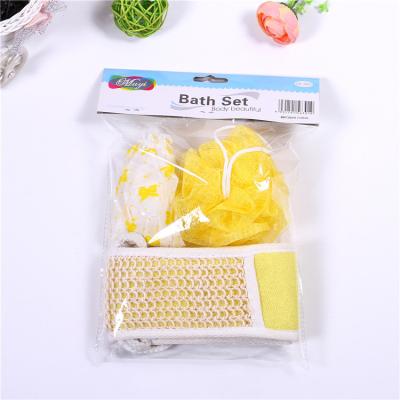 China Cleaning& Exfoliate Promotional Value Pack Sisal Scrubber Mesh Sponge Shower Cap Bath Set for sale