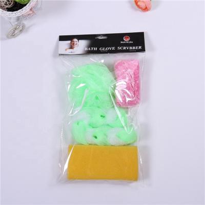 China Body Value Pack Mesh Breath Bath Sponge Shower Cap Bath Set for sale