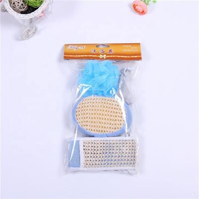 China EXFOLIATING promotional wholesale soft sisal sponge bath mesh back scrubber body scrub loofah shower breath bath set for sale