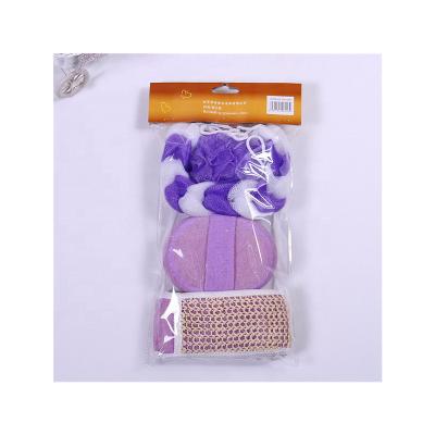 China Skin Friendly Custom Color Exfoliate Cleansing Scrubber 3 Piece Bath Sponge Set For Bath for sale