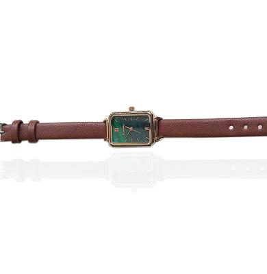 China Water Resistant Simple Fashion Green Dial Ladies Watch Retro Leather Strap Watch Malachite Elegant Quartz Movement for sale