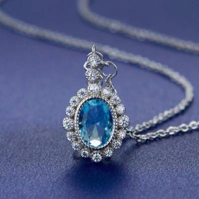 China Vintage Factory Wholesale New Luxury Diamond Necklaces Necklace Sapphire Crystal Necklace for sale