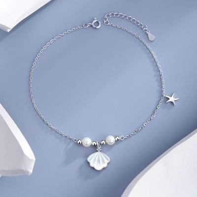 China 2021New anklet chain CLASSIC initial anklets sterling silver shells were for sale