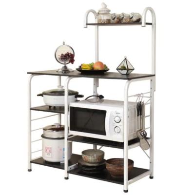 China MYJ New Small Viable Wooden Organizer 3 Tier Stainless Steel Iron Kitchen Room Furniture MDF Microwave Oven Kitchen Shelf Storage Rack for sale