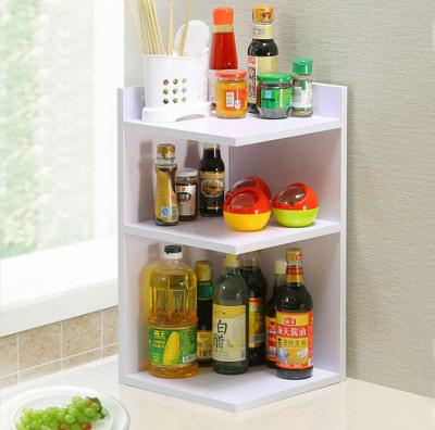 China Wholesale Viable Wooden Corner Rack Storage Rack Storage Rack Furniture 3-Tier Room Kitchen Household Top Shelf for sale