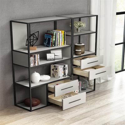 China (Other) Luxury Modern Minimalist Adjustable Plywood Bookcase MDF Home Bedroom Wooden Shelf for sale