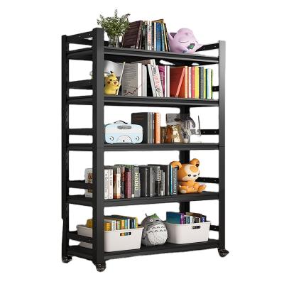 China Art Adjustable Simple Floor Iron Household Shelving (Other) Net Red Bookcase Living Room Bookshelf Shelving Rack for sale