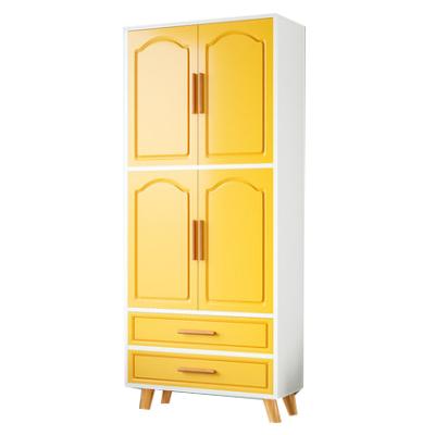 China New Arrival Eco-friendly Simple Factory Solid Color Bedroom Furniture Cabinet Children Kids Vertical Wooden Wardrobe for sale