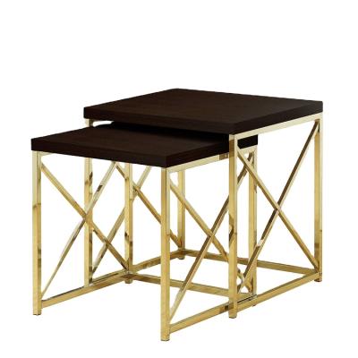 China MYJ Modern Extendable Design Set Furniture Luxury Wood Metal Living Room Leg Center Table Gold Coffee Table for sale