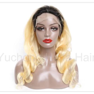 China Wholesale Cheap Full Hair Blonde Dark Roots Lace Body Wave China Color Hair High Quality Wig For Women for sale